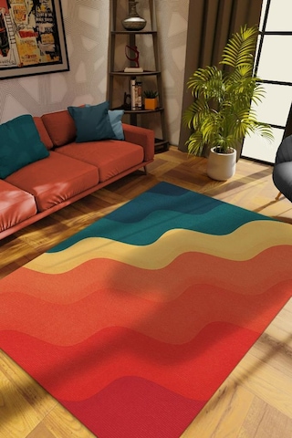 Homshtag Güneş Ve Deniz, Yaz Temalı İnce Mutfak Halısı Çok Renkli