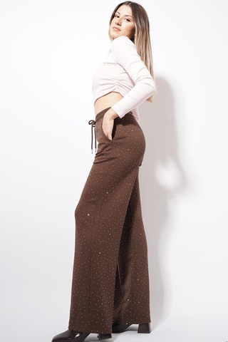 Unika Boutique Cerli Taş İşlemeli Eşofman kahve