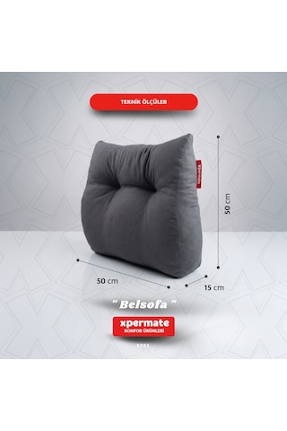 Belsofa Bel Ve Sırt Destek Yastığı Kanepe, Berjer, Tv Ve Oyuncu Koltuğu İçin Sırt Yastığı Gri
