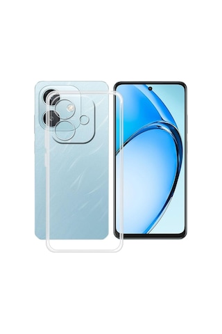 Oppo A3 İle Uyumlu Kılıf Şeffaf Kamera Korumalı Esnek Silikon Telefon Kılıfı Kapak