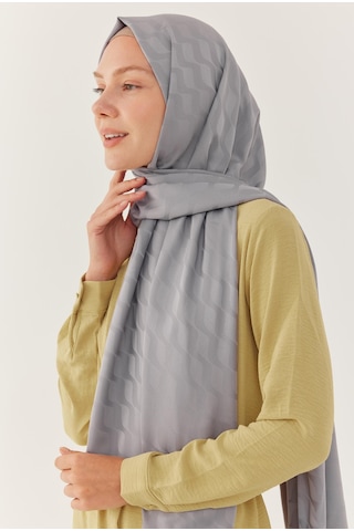 Mirsoy Scarf Dalga Desen İpeksi Jakar Şal - Gri Gri