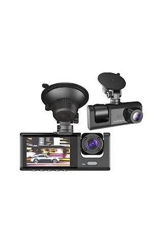 1080p Araç Içi 3 Kameralı Lcd Ekranlı Gece Görüşlü , G-sensör , Geri Görüş Kameralı Yol Kayıt Araç Kamerası