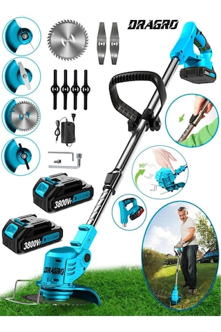 Dragro Alman DRGM3800 Eco Pro 2 Akülü M 3800 VF 20 AH Teleskopik Uzatmalı Çim Biçme Makinesi