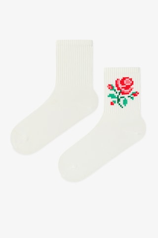 Penti Beyaz - Multi Pixel Rose 2'li Soket Çorap