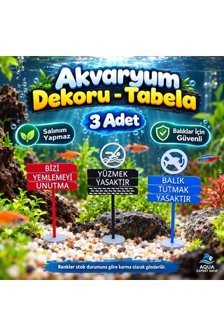 Akvaryum Dekoru - Tabela - Akvaryum Dekor - 3 Adet - Salınım Yapmaz - Balıklar İçin Güvenli - V4