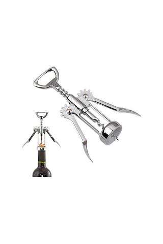 Şarap Mantar Tıpa Açacağı Paslanmaz Çelik Şişe Açacağı Tirbuşon Gümüş