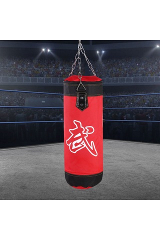 Geeksen Boşluk Doldurulabilir Oksford Kumaş Boks Torbası - Darbe Emici, Dayanıklı, 80cm Kırmızı + Siyah Eldiven Ve Vücut Geliştirme Aletleri Seti Kırmızı