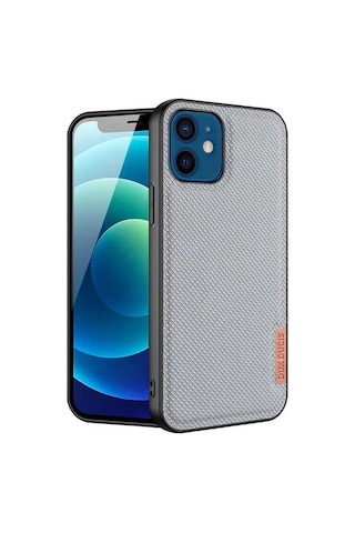 Hepsi Dux Ducis Fino Serisi iPhone Uyumlu 12 -12 Pro 6.1inç Kılıf Premium Dokuma Silikon Kılıf- 5775 Najmaddin Siyah