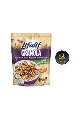 Eti Lifalif Granola Kuru Vişneli Kakao Parçacıklı Fındıklı 2 x 200 G