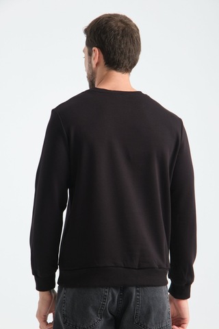 Shooter Sportwear Shooter Erkek Üç İplik Sweatshirt Regular Fit Pamuklu Bisiklet Yaka Günlük Spor Basic Siyah