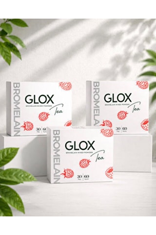 Glox Tea Bromelain Mixed Powder Tea Bromelain İçeren 3 Aylık Kullanım 180 Şase