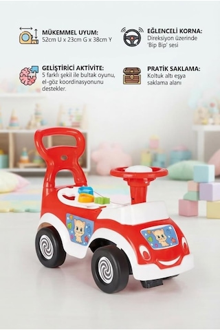 Bul-tak İlk Arabam - Çocuk İlk Adım Ve Bultak Oyuncak Eğitici 52 Cm Aktivite Arabası Kırmızı