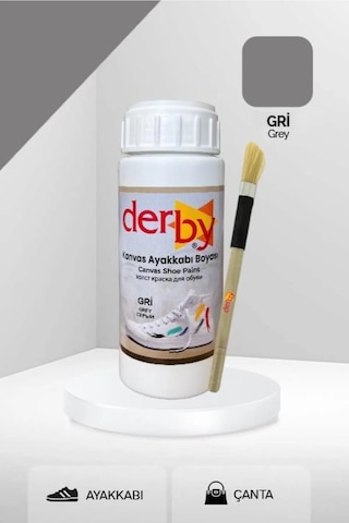 Derby Gri Kanvas - Bez / Kumaş Ayakkabı Boyası 100 Ml Gri