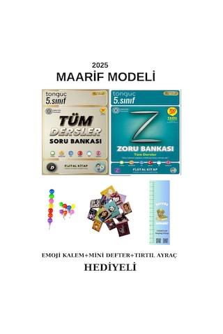 Tonguç 5. Sınıf Tüm Dersler + Zoru Tüm Dersler Soru Bankası 2 Kitap Emoji K.+mini D.+tırtıl A.