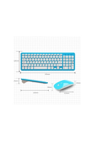Mld-568 Ofis Oyun Sesini Kapatma Kablosuz Mouse Klavye Seti Mavi Optik