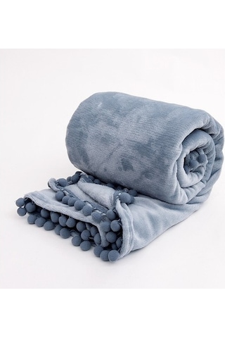Sıcak Yatak Battaniyesi Tüm Sezon Peluş-mavi