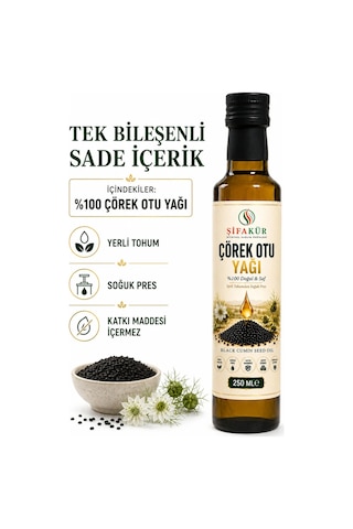 Çörek Otu Yağı 250 ml Soğuk Sıkım Yerli Tohum Cam Şişe