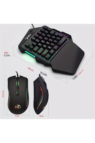 Techbloom Hxsj Gaming Tek Elle Klavye Ve Fare Seti 35 Tuş Çift Renkli Keycaps Renkli Arka Işık Usb Plug And Play Black Diğer