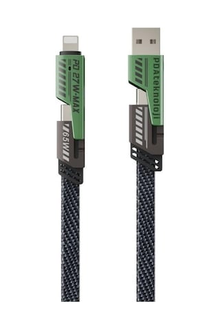 Pdateknoloji AZ-B10TH 2 İn 2 65 W USB Type-C Ve Lightning Örgülü Şarj Ve Data Kablosu 1.5 M Siyah