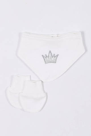 Prenses Desenli Müslin Kız Bebek Hastane Çıkışı Bebek Kıyafetleri Yenidoğan Hastane Çıkış Seti 5 Li Ekru