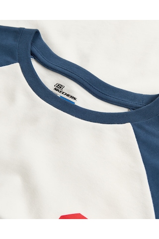 Skechers B Long Sleeve Collage T-shirt Büyük Erkek Çocuk Mavi Sk2620113-0848