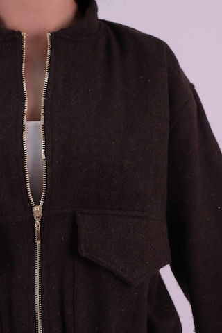 Armonika Kadın Kahve Cepli Kolları Ve Beli Lastikli Bomber Kaşe Mont Arm-26k001027