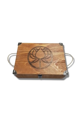 Lotus Çiçeği Kabartmalı Ahşap Çok Amaçlı Kutu 27 19 9.5cm