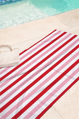 Çizgili Kırmızı Pembe Beyaz Plaj Havlusu - Modern Marine Stil Hızlı Kuruyan Mikrofiber Havlu Sessiz Köpüğü Çizgili Kırmızı Pembe Beyaz Plaj Havlusu - Modern Marine Stil Hızlı Kuruyan Mikrofiber Havlu Sessiz Köpüğü