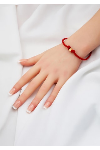 Bilezikci 14 Ayar Küp Altınlı Kırmızı İpli Bileklik Sarı Altın