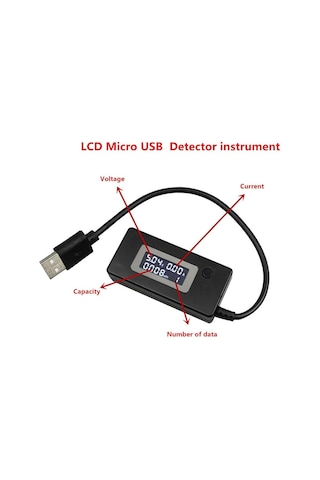 Usb Voltaj Ve Akım Ölçer Test Cihazı - Lcd Ekranlı 4-30v 0-3a Usb Şarj Ölçer Multimetre