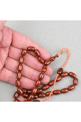 Omari Sıkma Kehribar Kapsül Kesim Oturtma İmameli Sistemli 7x12mm Tesbih 32401453