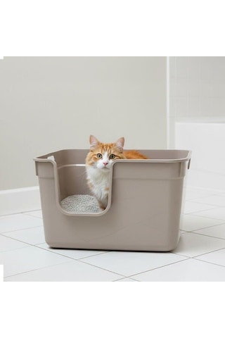 Herniks Tanos Yarı Açık Kedi Tuvaleti 54x40x32 - Bej