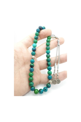 Sertifikalı Krizokol Doğal Taş Tesbih 8 Mm Yeşil Damarlı