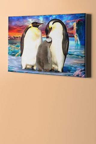 Webstyle Sayılarla Boyama Seti Kasnaklı Penguenler 50 X 65 Cm