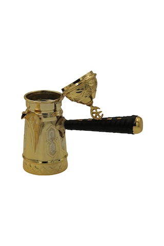 İşleme Motifli Bakır Mırra Cezve 20 Cm