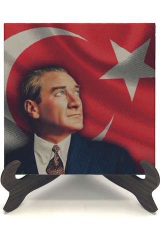 Mustafa Kemal Atatürk Baskılı Mdf Masaüstlük 10x10 721