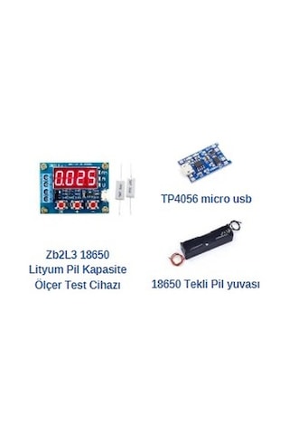 Zb2l3 18650 Lityum Pil Kapasite Ölçer +tp4056 + Pil Yuvası Seti