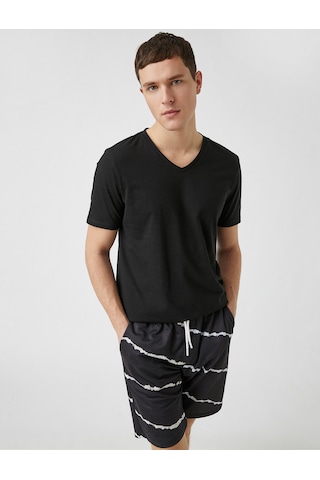 Koton Slim Fit Basic Tişört Siyah 2sam10389hk Siyah