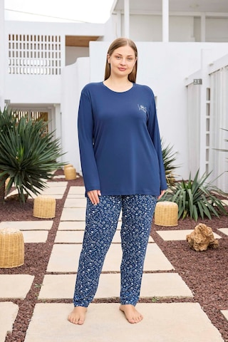 Aydoğan Kadın İnci Büyük Beden İndigo Mavi Pijama Takımı 0494 Mavi