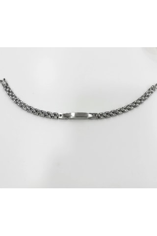 Siyah Deri / Çelik Erkek Deri Bileklik 20 Cm - Ebl0034 Çok Renkli