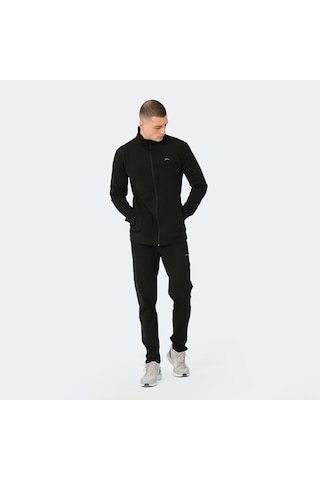Slazenger OPRAH Erkek Fermuarlı Dik Yaka Cepli Siyah Eşofman Takımı