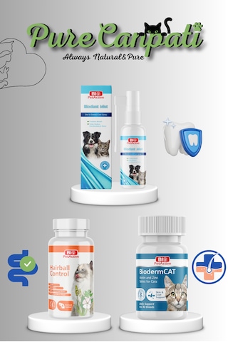 Purecanpati Biodent Mist Hairball Controll Biodermcat Set