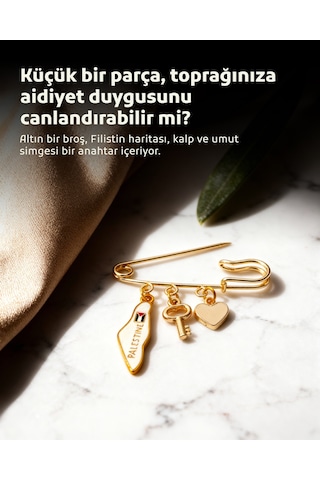 Filistin Haritası Beyaz Rengi, Fetih Anahtarlığ Ve Beyaz Kalıbı Üçlü Yaka İğnesi Broş A300058 Beyaz