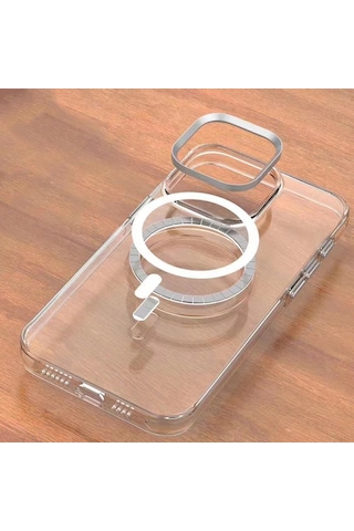 Zeyline Apple Uyumlu iPhone 15 Zore Wireless Şarj Özellikli Şeffaf Efsane Kapak-renksiz