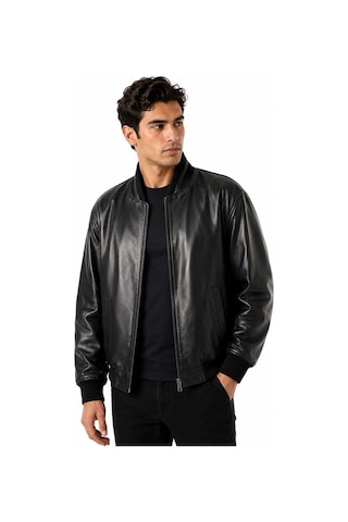 Zirve Deri Oversize Deri Ceket Siyah