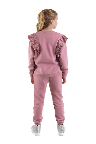 Denokids Fırfırlı Kız Çocuk Eşofman Takımı - Gül Kurusu