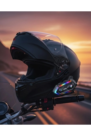 Mey İthalat 16 Mod Rgb Işıklı Motosiklet Intercom Çift Telefon Destekli