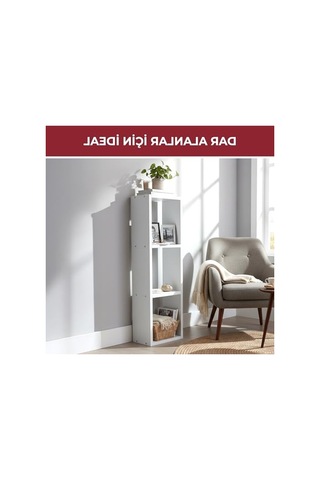 Modern Tasarım Yatay Dikey Kullanım İçin Elmas Dekoratif Kitaplık Abanoz - Beyaz