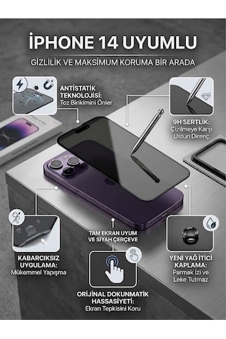 Iphone 14 Pro Uyumlu Ekran Koruyucu Hayalet Cam