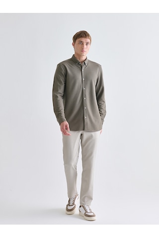 Lcw Vision Yeşil Slim Fit Uzun Kollu Erkek Dokulu Gömlek
